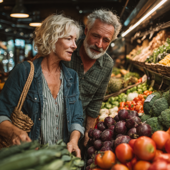 Persoană în vârstă preparând o masă sănătoasă